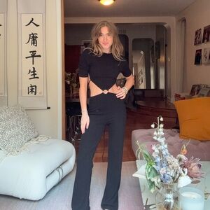 Black Jumpsuit with Cutout and 70s design